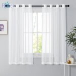 Lot de 2 rideaux voilage � oeillet rideau semi 140 x 160cm transparent int�rieurs pour chambre salon ...