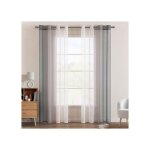 Lot de 2 rideaux voilages translucides bicolores gris 140x160cm - d�grad� moderne � ?illets pour salon ...