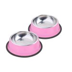 Lot de 2 rose gamelle en acier inoxydable avec base en caoutchouc antid�rapant pour les petits chien ...
