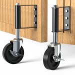 Lot de 2 roulettes de portail robuste 100mm capacit� 100kg roues pivotantes � ressort pour bois et cl�ture ...