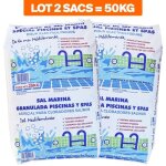 Lot de 2 sacs 25kg sel fin sp�cial piscine dissolution rapide norme 16401 conforme norme europ�enne