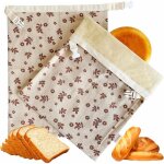 Lot de 2 sacs � pain en coton cir� dabeille 43x33cm r�utilisables pour pain au levain conserve la fra�cheur ...