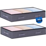 Lot de 2 sacs de rangement sous lit 90l pliables bacs de rangement avec poign�e renforc�e organisateurs ...