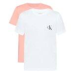 Lot de 2 t - shirt rose / blanc femme calvin klein jeans monologo