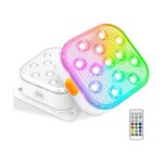 Lot de 2 spots led piscine submersibles ip68 rechargeables 10h ? 16 couleurs rgb avec t�l�commande