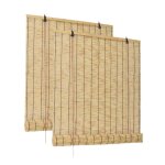 Lot de 2 store de fen�tre en bambou avec enroulement manuel protection vie priv�e et brise - vue - longueur ...