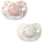 Lot de 2 sucettes sym�triques - suavinex - birdies - sx pro - 6 � 18 mois - rose