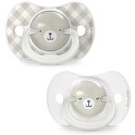 Lot de 2 sucettes sym�triques - suavinex - night&day wild&free - sx pro - 6 � 18 mois - gris