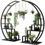 Lot de 2 supports pour plantes en m�tal - crochet 142cm �tag�re � fleurs porte plantes en forme de rond ...
