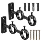 Lot de 2 supports pour tringle  rideaux - pour salon chambre  coucher - noir