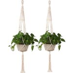 Lot de 2 suspension de pot de plante cintres pour pot de fleurs avec macram decoration porte plantes ...