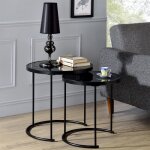 Lot de 2 tables dappoint leyre tables basses gigognes tables  caf design industriel plateau rond en ...