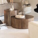 Lot de 2 tables basses 75 et 50 cm en manguier naturel Lot de 2 tables basses 75 et 50 cm en manguier naturel