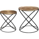 Lot de 2 tables gigognes etnik cuivre d34 / 40cm - atmosphera cr�ateur dint�rieur