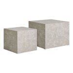 Lot de 2 tables basses carrées 40 et 50 cm effet marbre beige Lot de 2 tables basses carrées 40 et 50 cm effet marbre beige