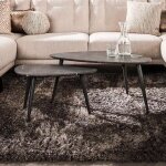 Lot de 2 tables basses forme galet 80 et 60 cm aspect c�ramique grise