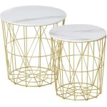 Homcom - lot de 2 tables basses gigognes - acier - 44x44x45. 5cm - blanc Homcom - lot de 2 tables basses gigognes - acier - 44x44x45. 5cm - blanc