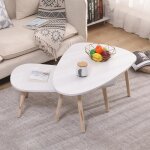 Tables basse gigognes laqu� blanc scandinave - bois massif - contemporain - design