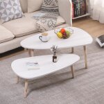 Lot de 2 tables basses gigognes scandinave blanc laqu mat - 98 * 61 * 39cm & 88 * 48 * 33cm