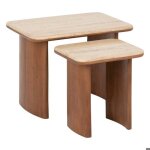 Lot de 2 tables basses jivan travertin bois l60 / 38cm - atmosphera cr�ateur dint�rieur