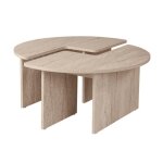 Calicosy - lot de 2 tables basses l90 cm - moira - travertin - travertin