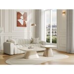 Lot de 2 tables basses en mdf - cr�me et taupe laqu� - nataza