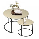 Lot de 2 tables basses rondes gigognes capacit� de charge 20 kg tables de salon robustes en fer de tailles ...