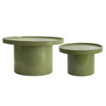 Lot de 2 tables basses rondes en mdf effet laqu� vert olive - oviala