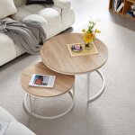 Lot de 2 tables basses de salon rondes grand modèle : 80 * 45cm et petit modèle : 60 * 35cm couleur du ... Lot de 2 tables basses de salon rondes grand modèle : 80 * 45cm et petit modèle : 60 * 35cm couleur du ...