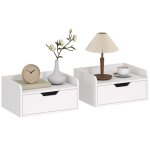Lot de 2 tables de chevet murales - homcom - tables de nuit suspendues - tiroir coulissant plateau - ...
