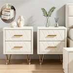 Lot de 2 tables de chevetuttqew 2 tiroirs moderne table de nuit chambre pu commode chambrearmoire de ...
