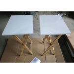 Lot de 2 tables pliantes de jardin ext�rieur costway en bambou table rectangulaire 48 x 35 x 64 cm int�rieur ...