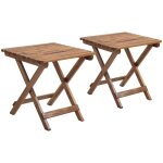 Lot de 2 tables pliantes de terrasse en bois d?acacia teck 45x45x45cm table jardin balcon ext�rieure ...