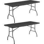Lot de 2 tables de r�ception pliantes - terranova - noir - acier et poly�thyl�ne pehd - 16 personnes ...