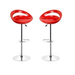 Lot de 2 tabourets de bar - abs rouge - r�glable en hauteur