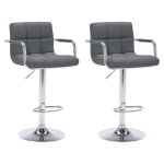 Lot de 2 tabourets de bar gris avec accoudoirs mike Lot de 2 tabourets de bar gris avec accoudoirs mike