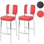 Lot de 2 tabourets de bar avellino - design rétro années 50 - similicuir rouge / blanc Lot de 2 tabourets de bar avellino - design rétro années 50 - similicuir rouge / blanc