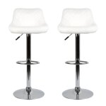 Lot de 2 tabouret de bar blanc miss - réglables 59cm - 79cm - siège bien rembourré en simili cuir Lot de 2 tabouret de bar blanc miss - réglables 59cm - 79cm - siège bien rembourré en simili cuir