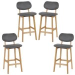 Lot de 2 tabourets de bar en bois massif - kangfun - avec dossier et repose - pieds - gris Lot de 2 tabourets de bar en bois massif - kangfun - avec dossier et repose - pieds - gris