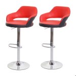 Lot de 2 tabourets de bar chaises de comptoir en synthetique rouge et noir 04 0000142