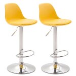 Lot de 2 tabourets de bar - clp - kiel - similicuir - jaune - chrome