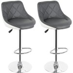 Lot de 2 tabourets de bar contemporains gris blanc avec siège bien rembourré en similicuir et hauteur ... Lot de 2 tabourets de bar contemporains gris blanc avec siège bien rembourré en similicuir et hauteur ...
