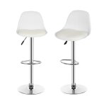 Lot de 2 tabourets de bar en cuir pu - camlian - chaise pivotante 360° - hauteur réglable - blanc Lot de 2 tabourets de bar en cuir pu - camlian - chaise pivotante 360° - hauteur réglable - blanc
