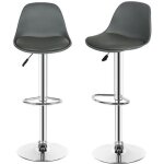 Lot de 2 tabourets de bar en cuir pu - camlian - chaise pivotante 360° - hauteur réglable - gris Lot de 2 tabourets de bar en cuir pu - camlian - chaise pivotante 360° - hauteur réglable - gris