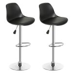 Lot de 2 tabourets de bar en cuir synthétique noir - hauteur réglable 55 - 75 cm - pivotant 360° Lot de 2 tabourets de bar en cuir synthétique noir - hauteur réglable 55 - 75 cm - pivotant 360°