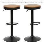 Lot de 2 tabourets de bar design noir r�glables en hauteur 55 - 75 cm - huaimeipin