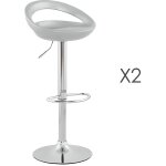 Lot de 2 tabourets de bar design venis - mtal - rglable en hauteur - plastique - rsine - gris