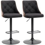 Homcom - lot de 2 tabourets de bar - lin polyester - 48x53x113cm - noir Homcom - lot de 2 tabourets de bar - lin polyester - 48x53x113cm - noir