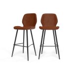 Lot de 2 tabourets de bar ethan en pu cognac - marron Lot de 2 tabourets de bar ethan en pu cognac - marron