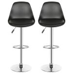 Lot de 2 tabourets de bar fasike en cuir pu noir hauteur r�glable 80 - 100 cm